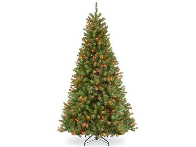 National Tree Company NRV730170 7 ft. Pre-Lit North Valley Spruce Tree - 47' x 47' x 84' - Green Tree, Green Tree Stand