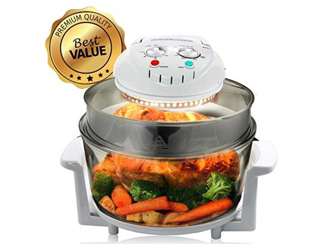 Megachef 930111879M Multipurpose Halogen Oven Air fryer in White, 13 quart