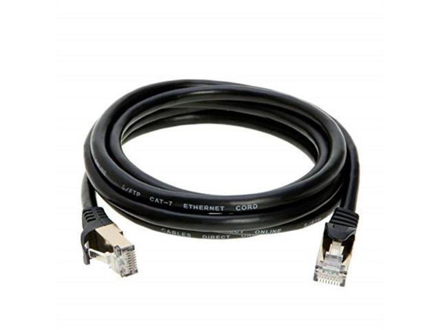 Cables Direct Online 10ft Cat7 S/FTP Ethernet Cable, Gold-Plated Shielded RJ45 Connectors, Black