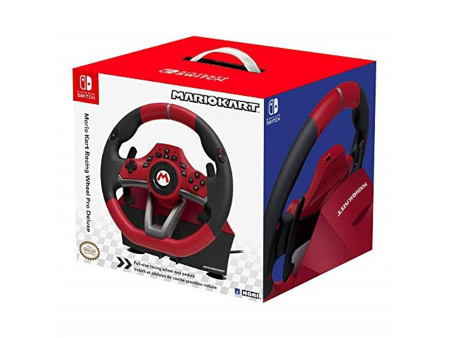 Hori - Red and Black Super Mario Kart Edition Nintendo Switch Deluxe Pro Video Game Racing Wheel
