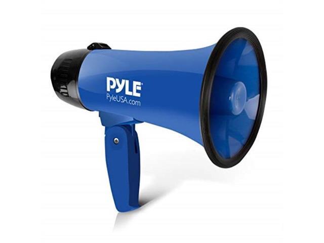 pyle pmp21bl portable megaphone speaker siren bullhorn compact and battery operated with 20 watt power, microphone, 2 modes, pa sound and foldable...