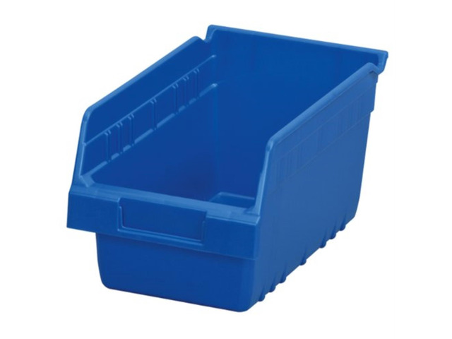 AKRO-MILS 30090BLUE Shelf Storage Bin, Plastic, Blue, 6 in H, 6 5/8 in W, 11