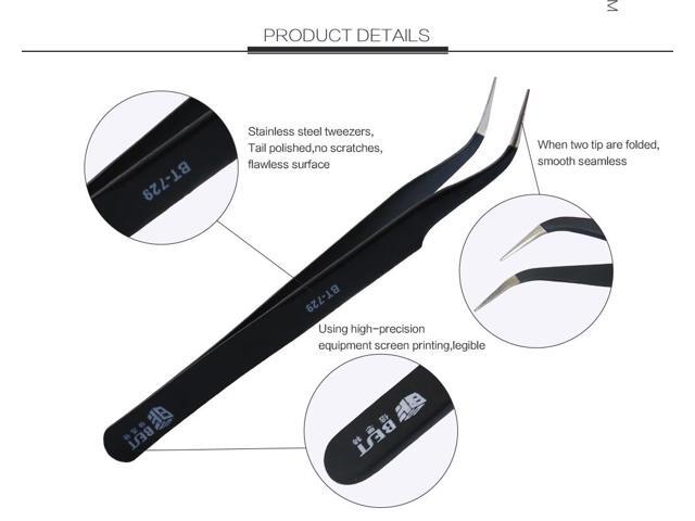BST-729 Eyelash Tweezers Anti-static DIY Hand Clip 121MM Tweezers
