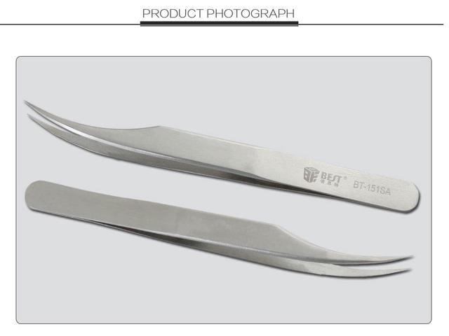 BST-151SA Stainless Steel Eyebrow Tweezer Repair Tools Hyperfine High Precision Anti Acid Tweezers