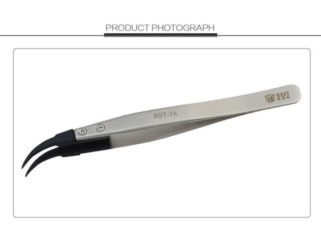 BST-7A Replaceable Tweezer Anti-Static Stainless Steel Series Tweezer Vaper ForcepsSet Precision Electronic Forceps Repair Tool