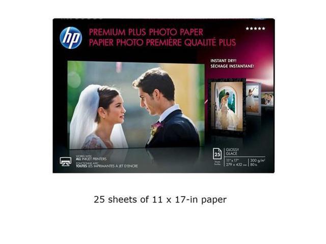 HP Premium Plus Photo Paper, Glossy, 80 lb, 11 x 17 in. (279 x 432 mm), 25 sheets CV065A