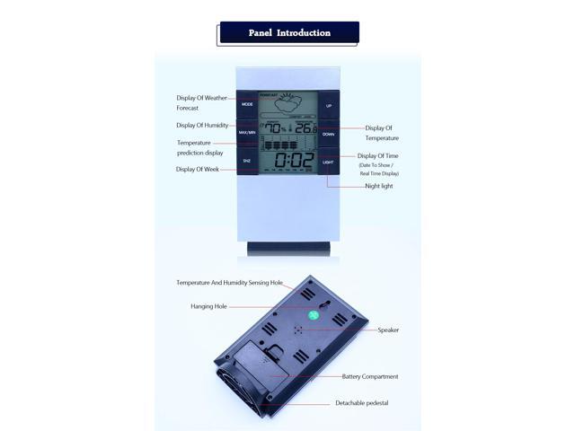 CX-506 Digital LCD Thermometer Hygrometer Barometer Forecast Temperature Humidity Meter Backlight Clock Weather Station