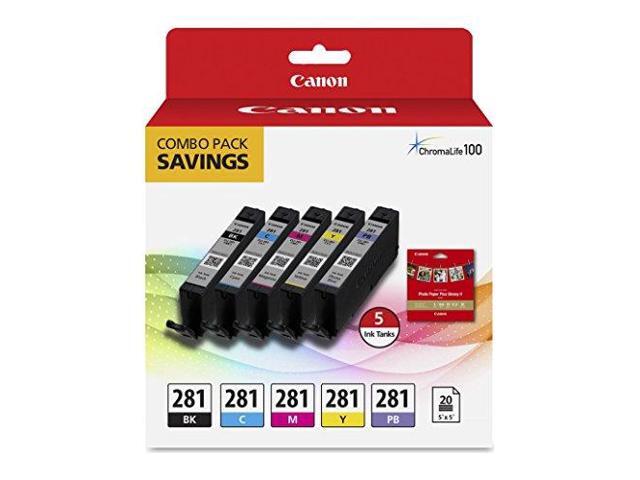 Canon - CLI-281 5-Pack Standard Capacity Ink Cartridges + Photo Paper - Black/Cyan/Magenta/Yellow/Photo Blue - image 3