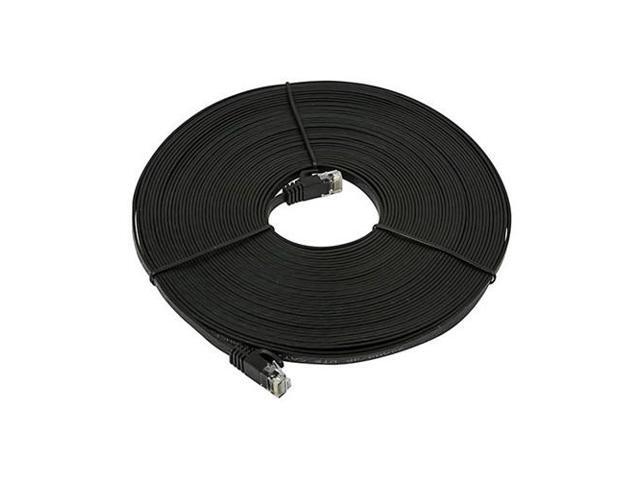 Monoprice Cat5e Ethernet Patch Cable - 50 Feet - Black Network Internet Cord - RJ45, Flat,Stranded, 350Mhz, UTP, Pure Bare Copper Wire, 30AWG