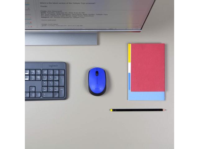 Logitech M170 Wireless Mouse for PC, Mac, Laptop, 2.4 GHz with USB Mini Receiver, Optical Tracking, 12-Months Battery Life, Ambidextrous - Blue