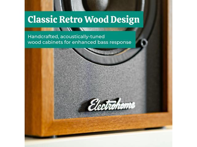 Electrohome Montrose, Upgradable Vinyl Record Player with Huntley, Powered Bluetooth Bookshelf Speakers, 3' Driver, for Warm Natural Sound, Teak