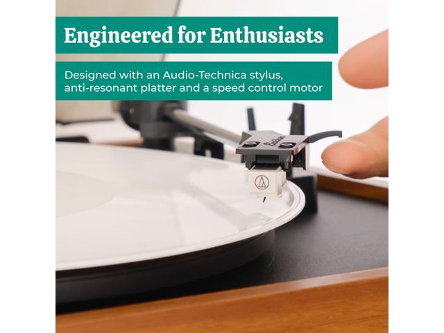 Electrohome Montrose Wireless Upgradable Vinyl Record Player, with Huntley, Powered Bluetooth Bookshelf Speakers, 3' Driver, for Natural Acoustics,...