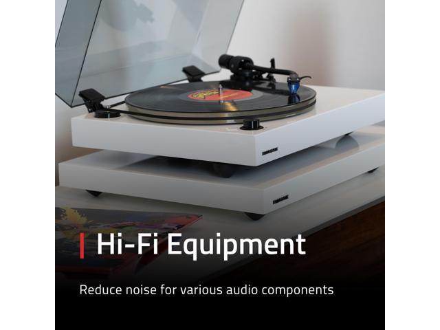 Fluance Turntable Isolation Base Anti-Vibration Wood Platform And HiFi Vinyl Record Weight Stabilizer with Rubberized Finish - Natural Walnut