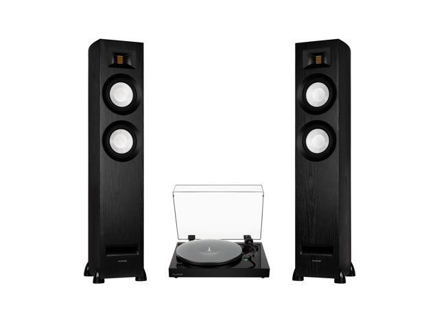 Fluance RT81+ Vinyl Turntable Record Player, Audio Technica VM95E Cartridge, Acrylic Mat and Ri91 Powered Floorstanding Speakers