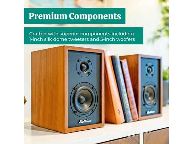 Electrohome Montrose, Upgradable Vinyl Record Player with Berkeley, Powered Bluetooth Bookshelf Speakers, 1' Tweeter & 3' Driver, for Warm Natural...
