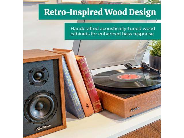 Electrohome Montrose Wireless Upgradable Vinyl Record Player with Berkeley, Powered Bluetooth Bookshelf Speakers, 1' Tweeter & 3' Driver, for...