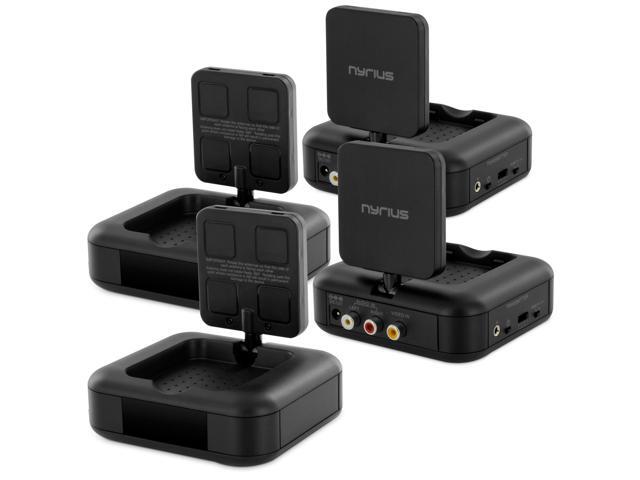 Nyrius 5.8GHz 4 Channel Wireless Video & Audio Sender Transmitter & Receiver with IR Remote Extender for Streaming Cable, Satellite, DVD to TV.