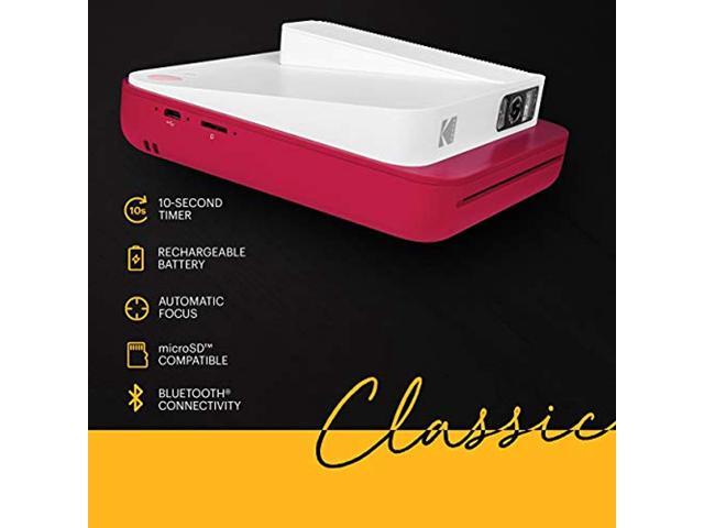 kodak smile classic digital instant camera with bluetooth red 16mp pictures, 35 prints per charge includes starter pack 3.5 x 4.25 zink photo...