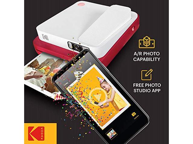 kodak smile classic digital instant camera with bluetooth red 16mp pictures, 35 prints per charge includes starter pack 3.5 x 4.25 zink photo...