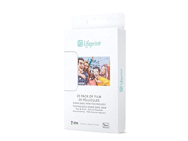 lifeprint 20 pack of film for lifeprint augmented reality photo and video printer. 3x4.5 zero ink sticky backed film ph30