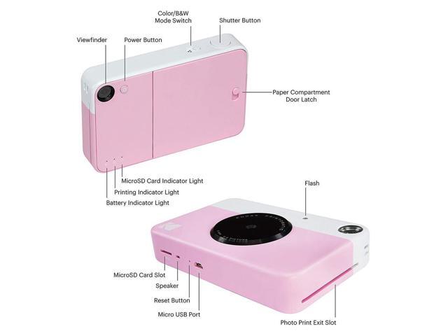 Kodak Printomatic Instant Camera (Pink) All-In-Bundle + Zink Paper (20 Sheets) + Deluxe Case + Photo Album + 7 Unique Sticker Sets + Markers +...