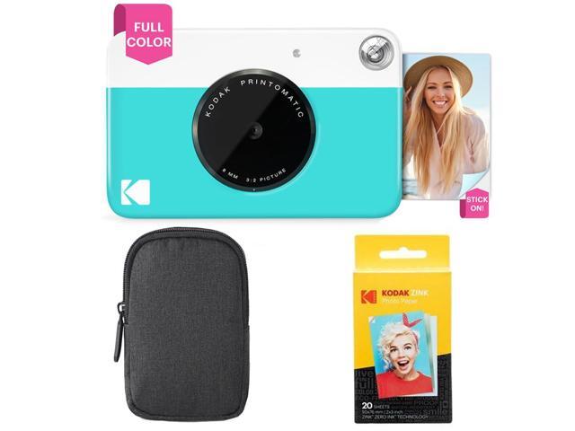 Kodak Printomatic Instant Camera (Blue) Basic Bundle + Zink Paper (20 Sheets) + Deluxe Case