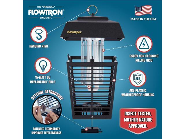 Flowtron Bug Zapper, 1/2 Acre of Outdoor Coverage with Powerful 15W Bulb & 5600V Instant Killing Grid, Electric Insect, Fly & Mosquito Zapper With...