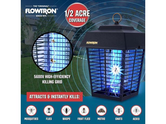 Flowtron Bug Zapper, 1/2 Acre of Outdoor Coverage with Powerful 15W Bulb & 5600V Instant Killing Grid, Electric Insect, Fly & Mosquito Zapper With...