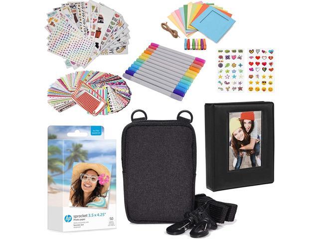 HP Sprocket 3.5 x 4.25 Zink Photo Paper - Kit: 50 Pack Zink Paper, Case, Photo Album, Markers, Sticker sets