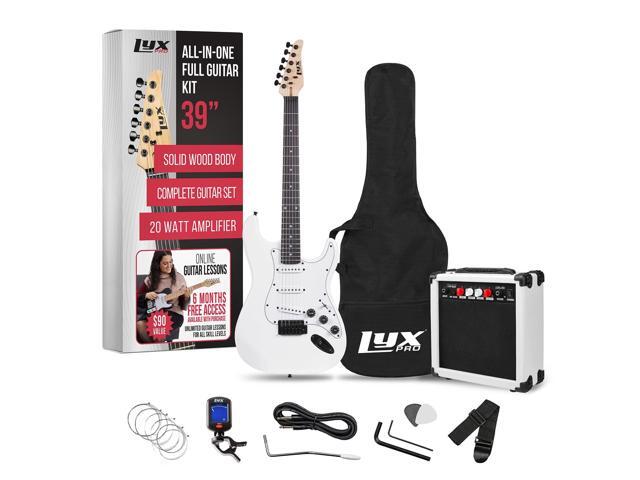 LyxPro 39 inch Electric Guitar Kit Bundle with 20w Amplifier, All Accessories, Digital Clip On Tuner, Six Strings, Two Picks, Tremolo Bar, Shoulder...