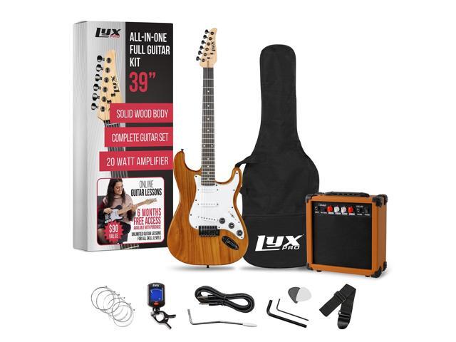 LyxPro 39 inch Electric Guitar Kit Bundle with 20w Amplifier, All Accessories, Digital Clip On Tuner, Six Strings, Two Picks, Tremolo Bar, Shoulder...