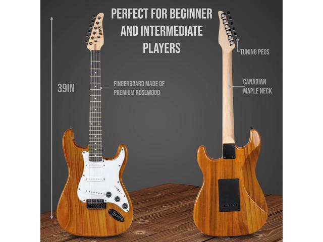 LyxPro 39 inch Electric Guitar Kit Bundle with 20w Amplifier, All Accessories, Digital Clip On Tuner, Six Strings, Two Picks, Tremolo Bar, Shoulder...