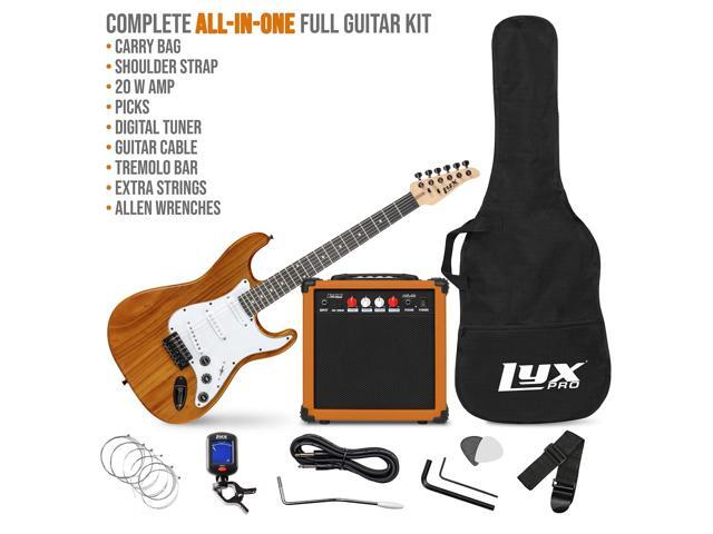 LyxPro 39 inch Electric Guitar Kit Bundle with 20w Amplifier, All Accessories, Digital Clip On Tuner, Six Strings, Two Picks, Tremolo Bar, Shoulder...