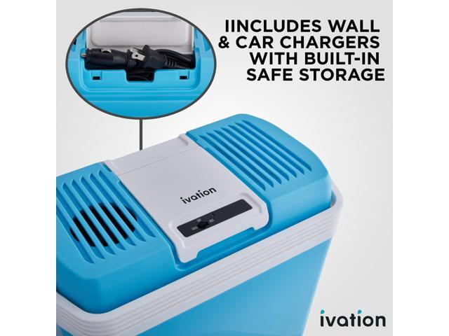 Ivation Electric Cooler & Warmer with Handle 24 L Portable Thermoelectric Fridge for Vehicles & Trucks 110V AC Home Power Cord & 12V Car Adapter...