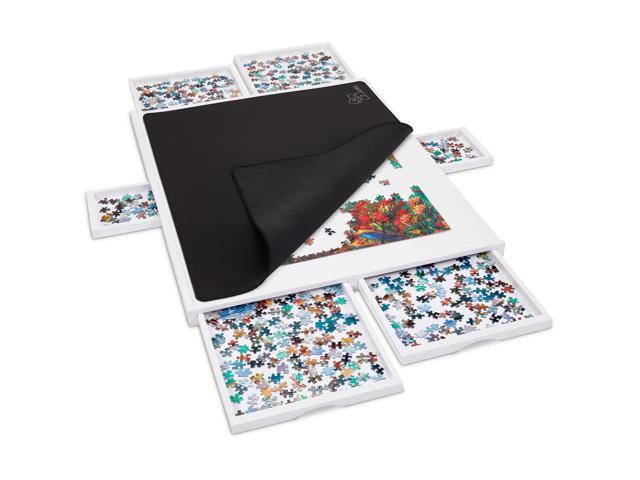 Jumbl 1500-Piece Puzzle Board w/ Cover 27 x 35 Jigsaw Puzzle Table w/ 6 Removable Storage & Sorting Drawers Smooth Plateau Fiberboard Work...