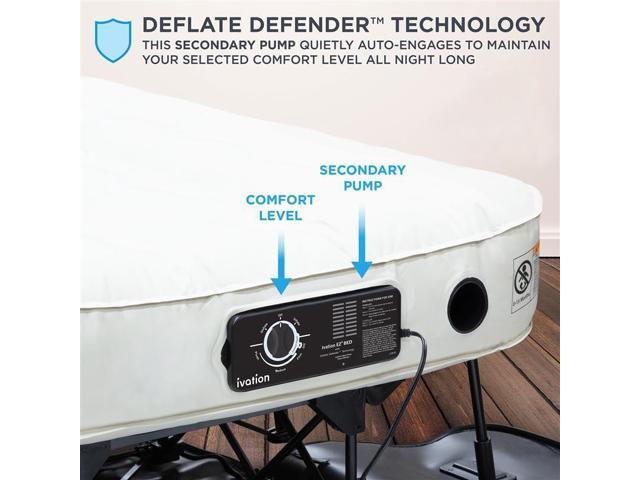 Ivation EZ-Bed (King) Air Mattress with Deflate Defender Technology Dual Auto Comfort Pump and Dual Layer Laminate Material - AirBed Frame &...