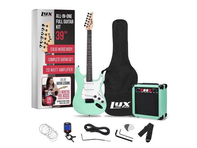 LyxPro 39 inch Electric Guitar Kit Bundle with 20w Amplifier, All Accessories, Digital Clip On Tuner, Six Strings, Two Picks, Tremolo Bar, Shoulder...