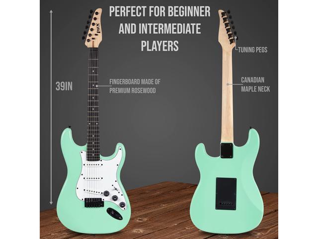 LyxPro 39 inch Electric Guitar Kit Bundle with 20w Amplifier, All Accessories, Digital Clip On Tuner, Six Strings, Two Picks, Tremolo Bar, Shoulder...