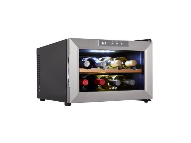 Ivation Premium Stainless Steel 8 Bottle Horizontal Thermoelectric Wine Cooler/Chiller Counter Top Red & White Wine Cellar w/Digital Temperature,...