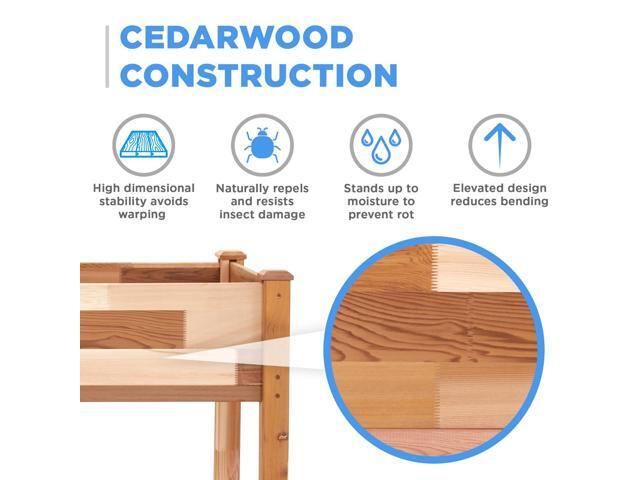 Jumbl Raised Canadian Cedar Garden Bed Elevated Wood Planter for Growing Fresh Herbs, Vegetables, Flowers, Succulents 72x23x30