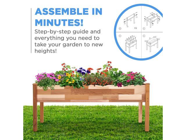 Jumbl Raised Canadian Cedar Garden Bed Elevated Wood Planter for Growing Fresh Herbs, Vegetables, Flowers, Succulents 72x23x30
