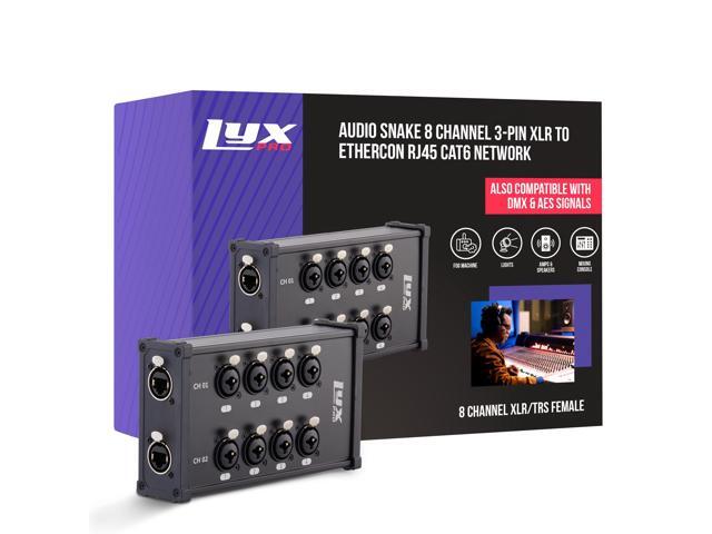 LyxPro 8-Channel Dual Input 3-Pin Multi-Network XLR/TRS Cable Breakout for Stage Sound, Lighting, and Recording Studio - Female to RJ45 Ethercon ...