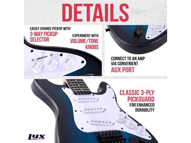 LyxPro 36 Inch Electric Guitar and Kit for Kids with 3/4 Size Beginners Guitar, Amp, Six Strings, Two Picks, Shoulder Strap, Digital Clip On Tuner,...