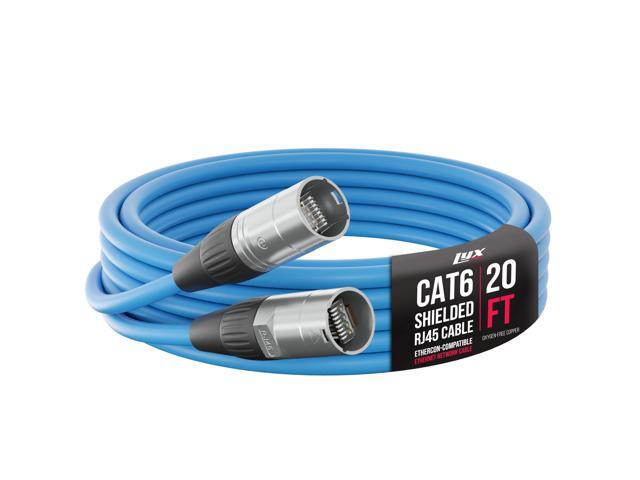 LyxPro 20 Feet Shielded CAT6 Ethercon Cable - Professional Audio & Lighting RJ45 Cable, Studio-Grade Sound Transmission, Extreme Durability - Blue