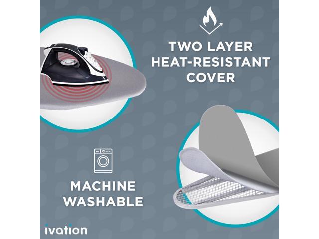 Ivation Wall-Mounted Ironing Board Cabinet, Foldable Ironing Storage Station for Home, Apartment, Easy-Release Lever, Garment Hooks, White