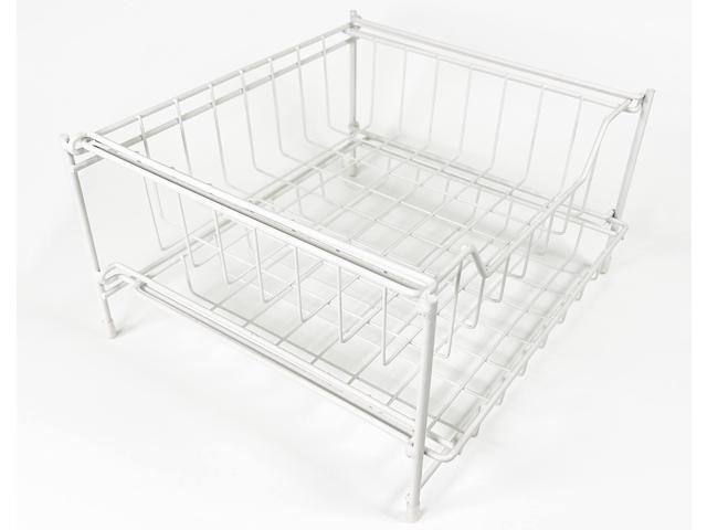 Versatile 2 Tier Metal Table Top/Pantry Snack Organizer - White