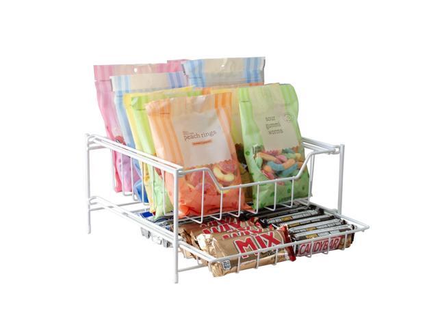 Versatile 2 Tier Metal Table Top/Pantry Snack Organizer - White