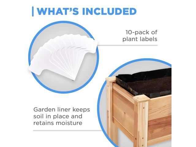 Jumbl Raised Canadian Cedar Garden Bed Elevated Wood Planter for Growing Fresh Herbs, Vegetables, Flowers, Succulents 34x18x30