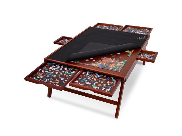 Jumbl 1500-Piece Puzzle Board Rack w/ Cover 27 x 35 Jigsaw Puzzle Table w/ Legs 6 Removable Storage Sorting Drawers Smooth Plateau Fiberboard...