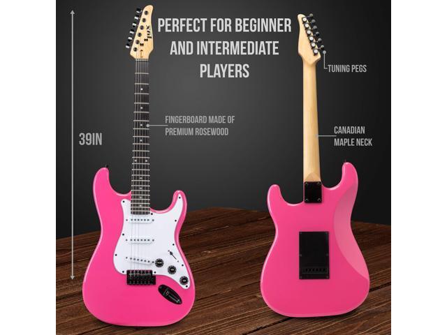 LyxPro 39' inch Full Size Electric Guitar with 20w Amp, Package Includes All Accessories, Digital Tuner, Strings, Picks, Tremolo Bar, Shoulder...